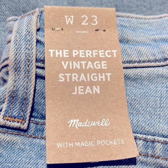 Madewell NWT Perfect Vintage Straight Jeans Sz 23 Danby Wash Ripped Knee Edition - Picture 8 of 10
